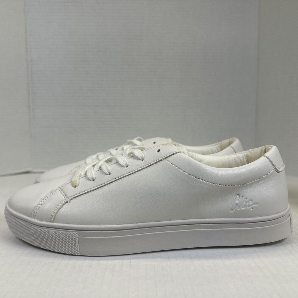 CLSC White Low Top Sneakers Sz 9 Minimalist Leather Look Casual Shoes Walking